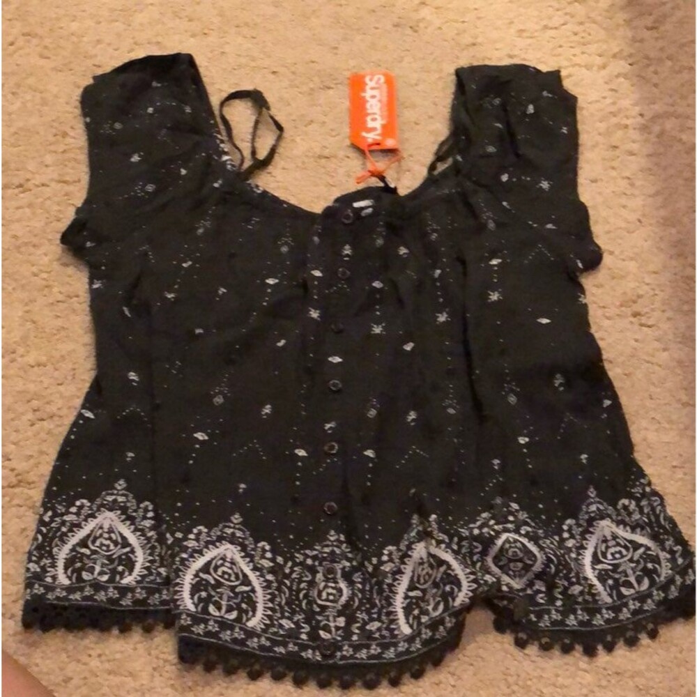 Superdry Peek-a-boo embroidered top
